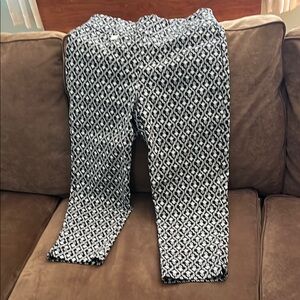 Fun Black and White Patterned Pants with pineapples.